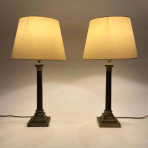 A Pair of French Column Lamps
